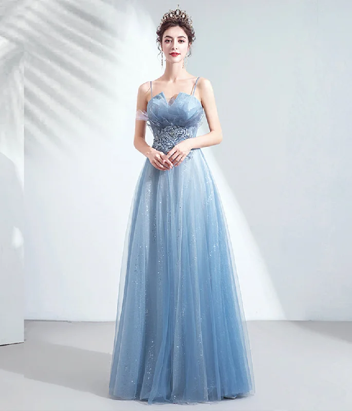 Luxury Fashion Fashion Forward BLUE TULLE LACE LONG PROM GOWN FORMAL DRESS   cg11209