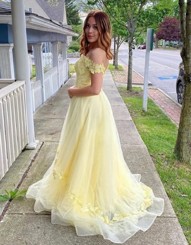 Minimalist Fashion Sale Great Deals On Ethnic Cultural Wear YELLOW TULLE LACE LONG BALL prom GOWN DRESS   cg11047