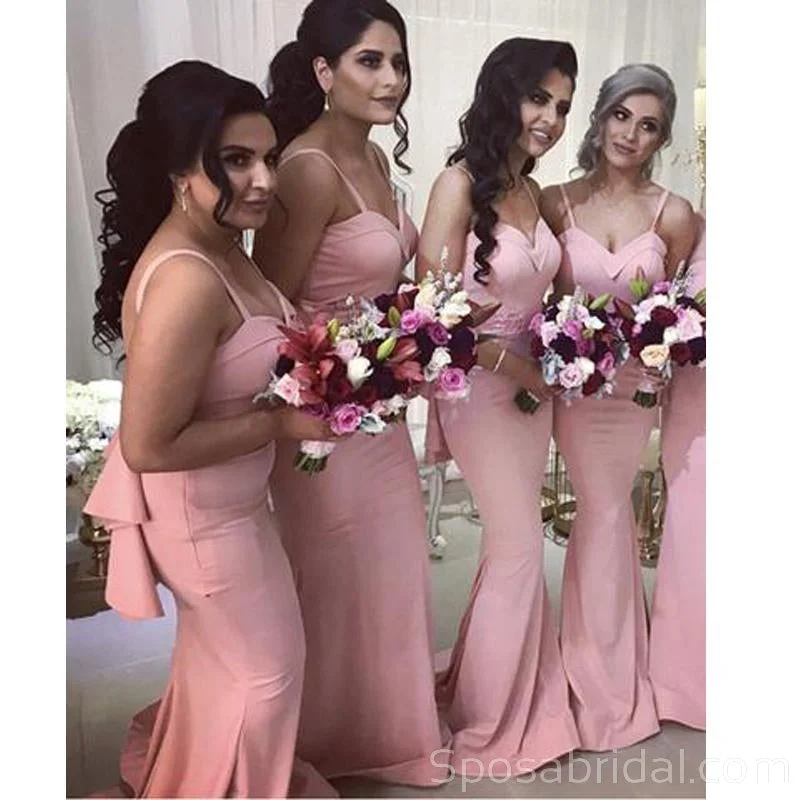 Trendy Street Style Trend Alert Elegant Spaghetti Straps Mermaid Sweetheart Ruffles Back Bridesmaid Dresses, WG535