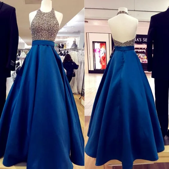 Mega Sale Hot Styles halter prom dress,beaded prom dress,royal blue evening dress,ball gowns prom dresses   cg20076