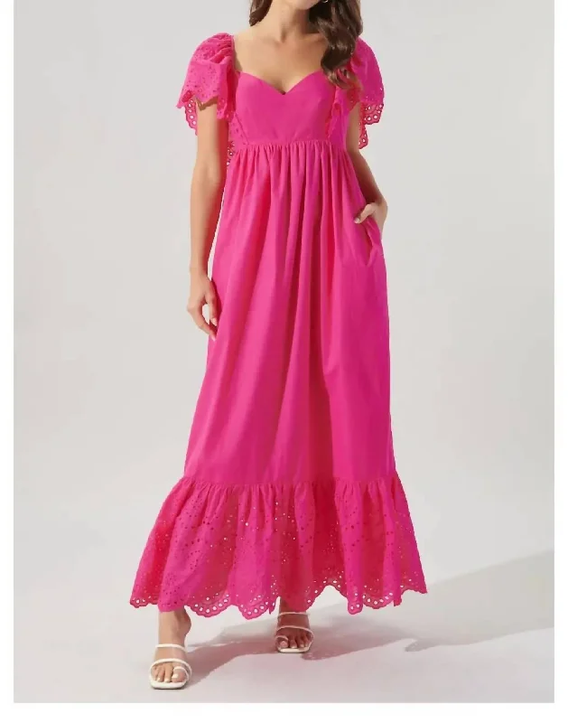 Additional Time-Limited Offers Fashionista Favorites Wild At Heart Eyelet Maxi Dress In Fuchsia