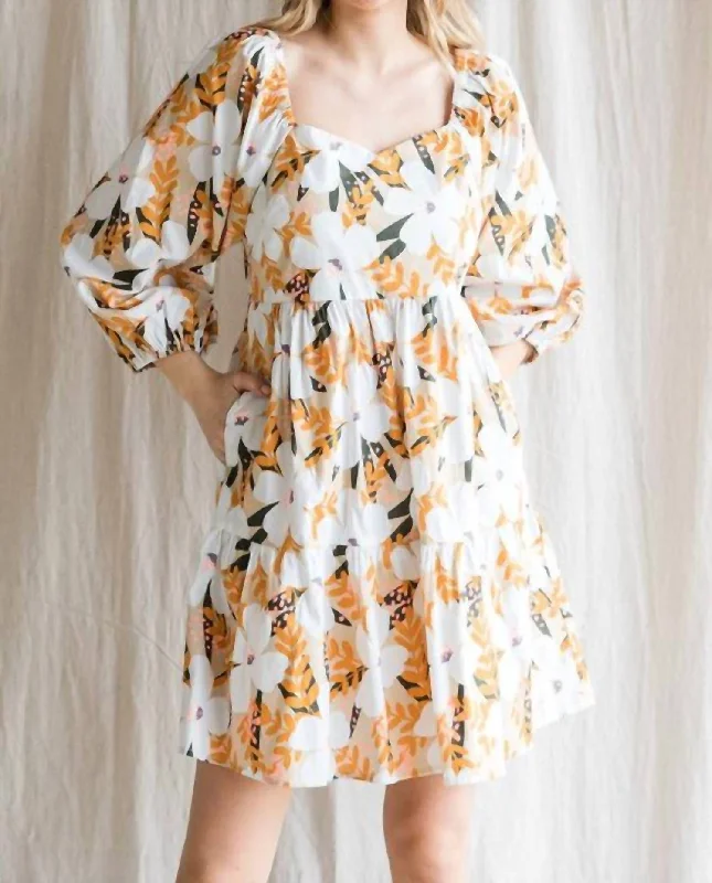 Save Big Anniversary Sale Floral Baby Doll Dress In Yellow