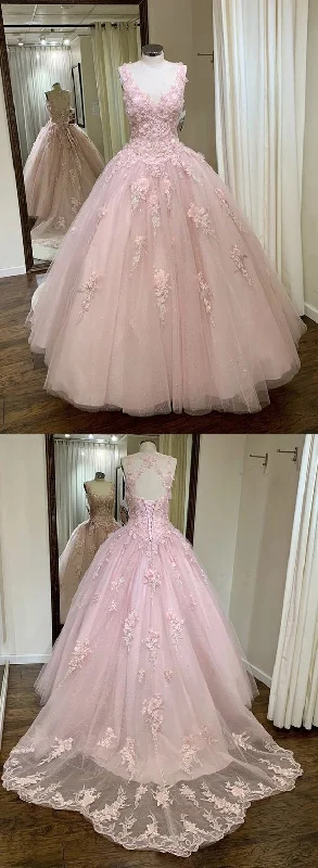 Trendy Styles Latest Fashion Pink tulle lace prom gown, sweet 16 dress    cg19966