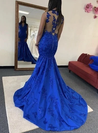 Fashionista Favorites Chic Outfits Royal Blue Mermaid Long Evening Dresses with Appliques, Formal prom Gown   cg11542