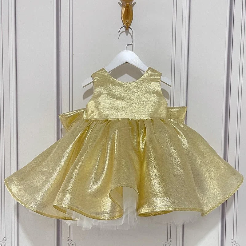 Must-Have Style Discounts Now On Sale For Chic Urban Styles Baby Girl Gold Shiny Sleeveless Bow-knot Pageant Princess Dress