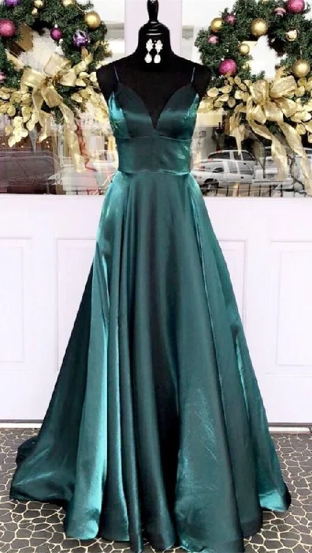 Daily Deals Spring Fashion Prom Dresses Ball Gown, Spaghetti Straps Dark Teal Long Prom Dress, Empire Long Evening Dress  cg6967