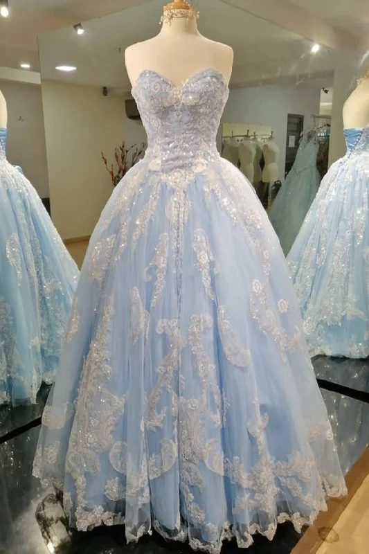 Cozy Chic Promotions Flash Sale princess light blue ball gown features with sweetheart neckline prom dress       cg20665