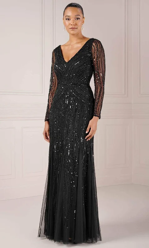 Seasonal Fashion Limited Quantities Adrianna Papell Platinum 40445 - Long Sleeve V-Neck Evening Dress