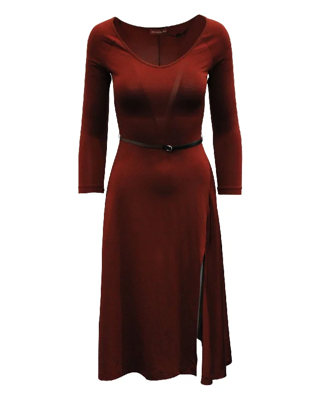 Limited Time Offers Score Big On Glamorous Red - Carpet Styles Altuzarra Flowy Midi Dress in Burgundy Viscose