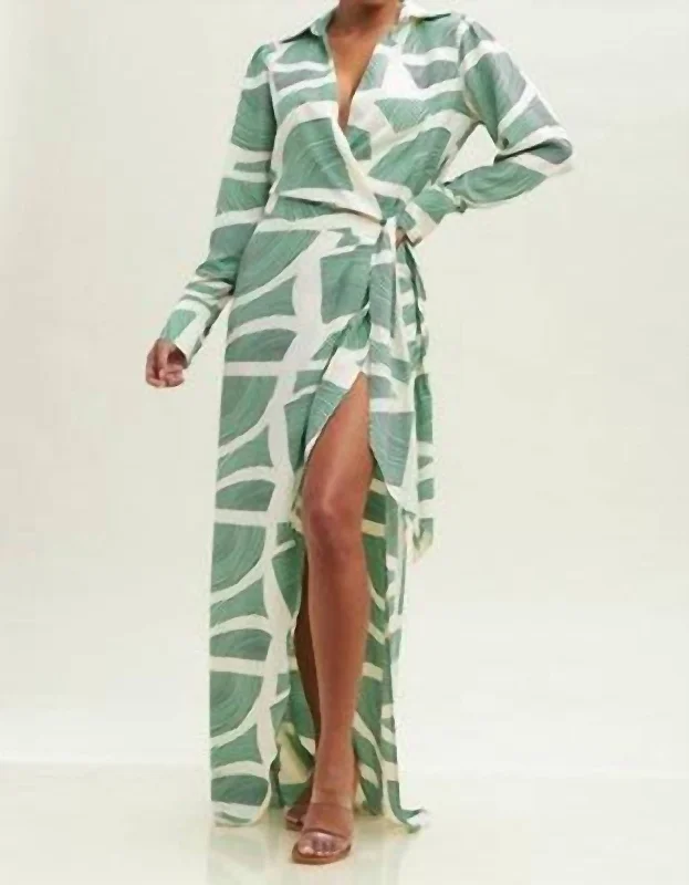 Best Deals Of The Season Fashion-Forward Abstract Wrap Maxi Dress In Mint