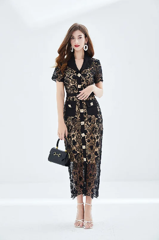 Embrace New Fashion Stylish Savings Embroidery stitched Bodycon Bohemian Style lace dress