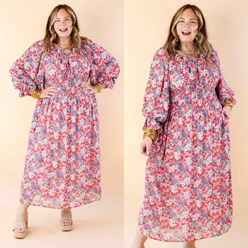 Style Breakthroughs Fashion Forward Feeling Floral Smocked Waist Floral Maxi Dress in Pink