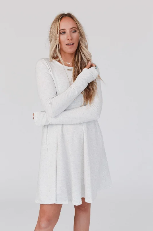 The Latest Fashion Trends Wardrobe Essentials The Nest Jake Long Sleeve Crewneck Dress - Ash Gray