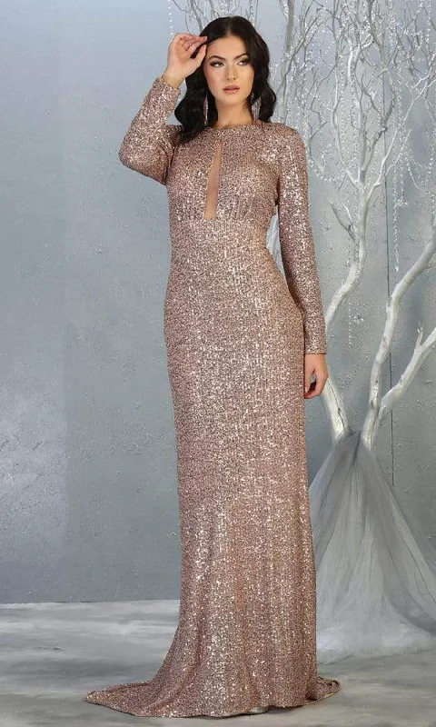 End Of Season Sale Buy More, Save More May Queen - RQ7795 Sequin Embellished Long Sleeves Simple Prom Dress