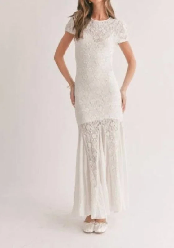 Hot Picks Limited Time Deal Quiet Light Flare Maxi Dress In White