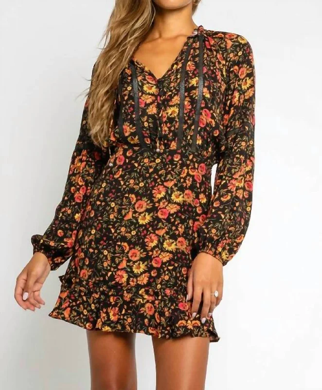 Style Breakthroughs Save On Inspired Styles Autumn Floral Dress In Multi