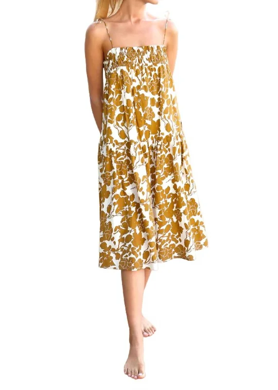 Sophisticated Style Offers Pastel Styles Serena Spaghetti Strap Floral Midi Dress In Sundial