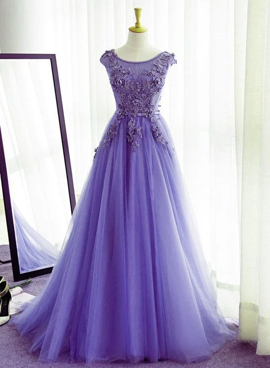 Seasonal Fashion Budget-Friendly Fashion Charming Purple Tulle Party prom Dress, New Fashionable Evening Gown   cg11604