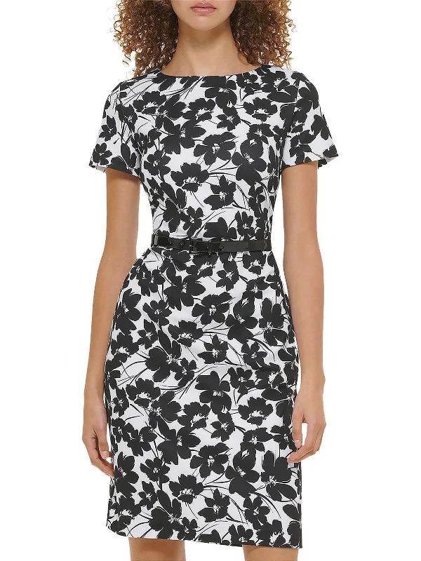 Dive Into Trendy Styles Mid - Week Surprise Womens Floral Print Knee Sheath Dress