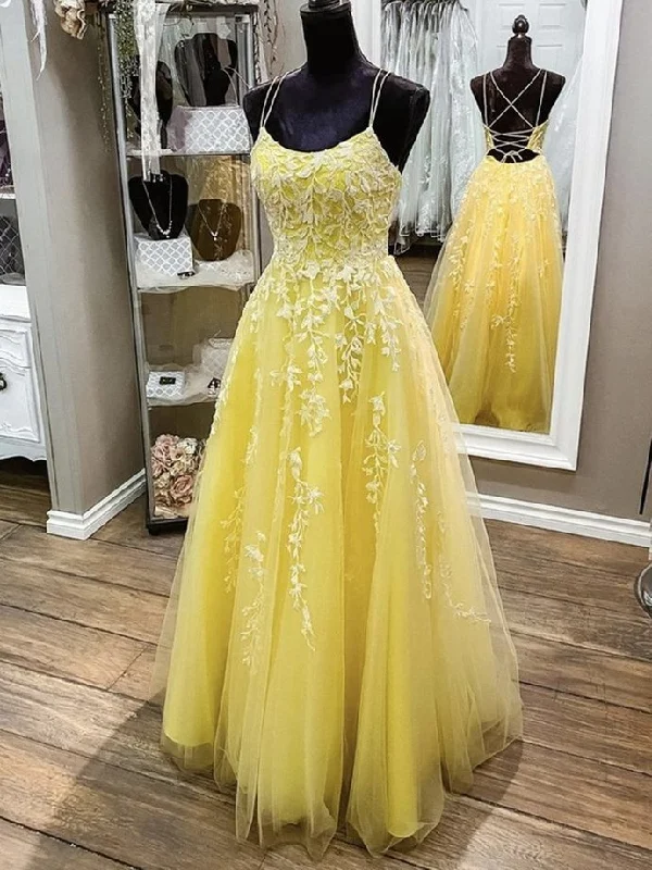 Winter Warehouse Sale Mid - Week Surprise Princess spaghetti straps lace appliques yellow 2 pieces evening gown Prom Dress   cg20172