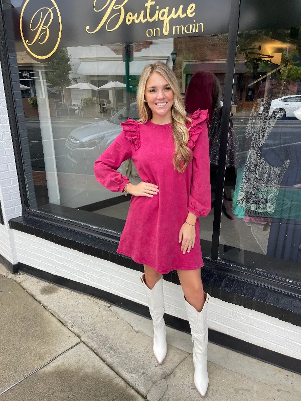 Dive Into Trendy Styles Limited Styles Magenta Long Sleeve Dress