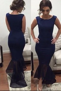 Trendy Fashion Sale Wardrobe Refresh Mermaid Evening Gowns Dark Navy Blue Party Dress Simple Formal prom Evening Dresses  cg7309