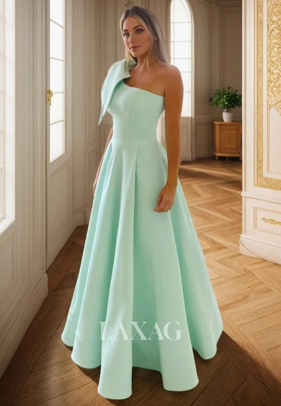 Shop Sale Items Fashion Deal A-Line One Shoulder Sleek Satin Elegant Party Prom Formal Evening Dress