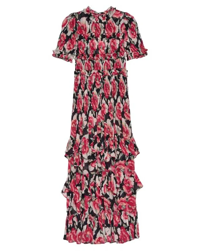 Trendy Pulse Limited Styles Floral Ballroom Dress In Fuschia Rose