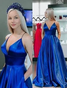 Seize Bargains Clearance Event Royal Blue Prom Dress with Pockets, Prom Dresses, Evening Dress, Dance Dress, Graduation School Party Gown  cg7367