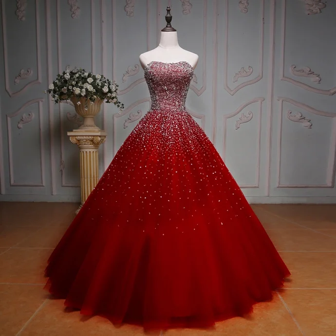 Chic And Edgy Beat The Heat In Tropical Styles Ball Gown Red Prom Gowns Floor Length Prom Dress    cg20170