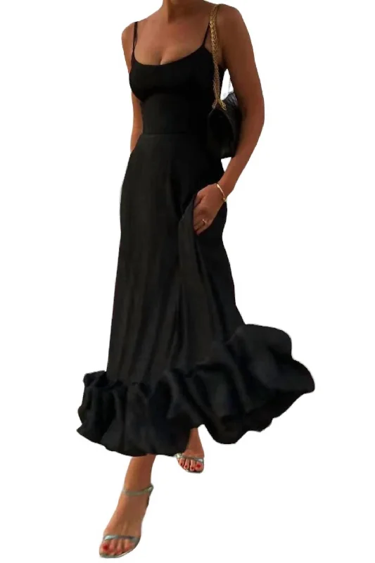 Best Sellers Budget-Friendly Fashion Rose Maxi Dress In Black