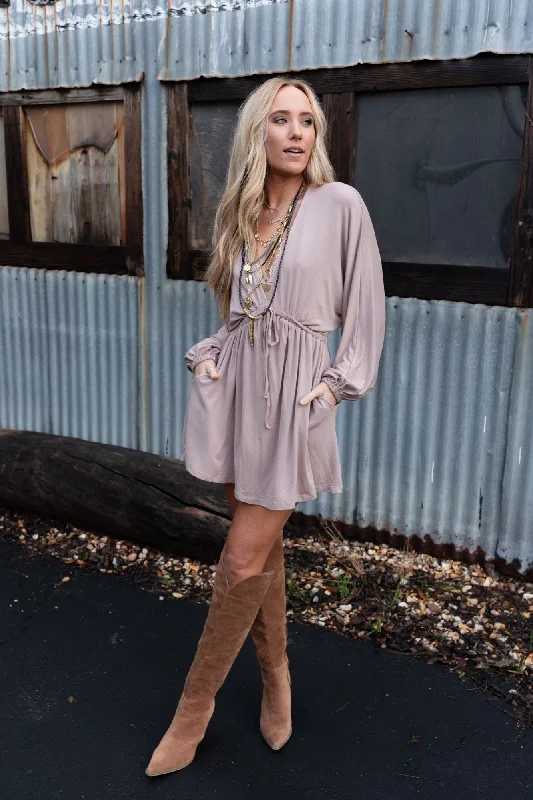 Step Ahead, Lead The Trend End Of Season Sale The Nest Sweet Vacay Long Sleeve Dress - Dark Mocha