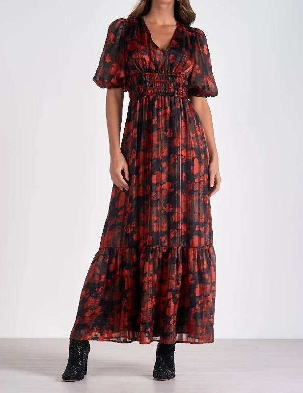 Chic Style, Always In Vogue Trend Alert Floral V-Neck Maxi Dress In Red Floral