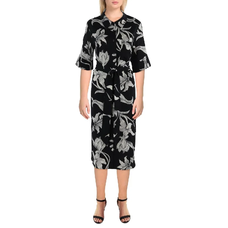 Timeless Elegance Redefined Hot Trends Womens Floral Print Short Sleeve Shirtdress