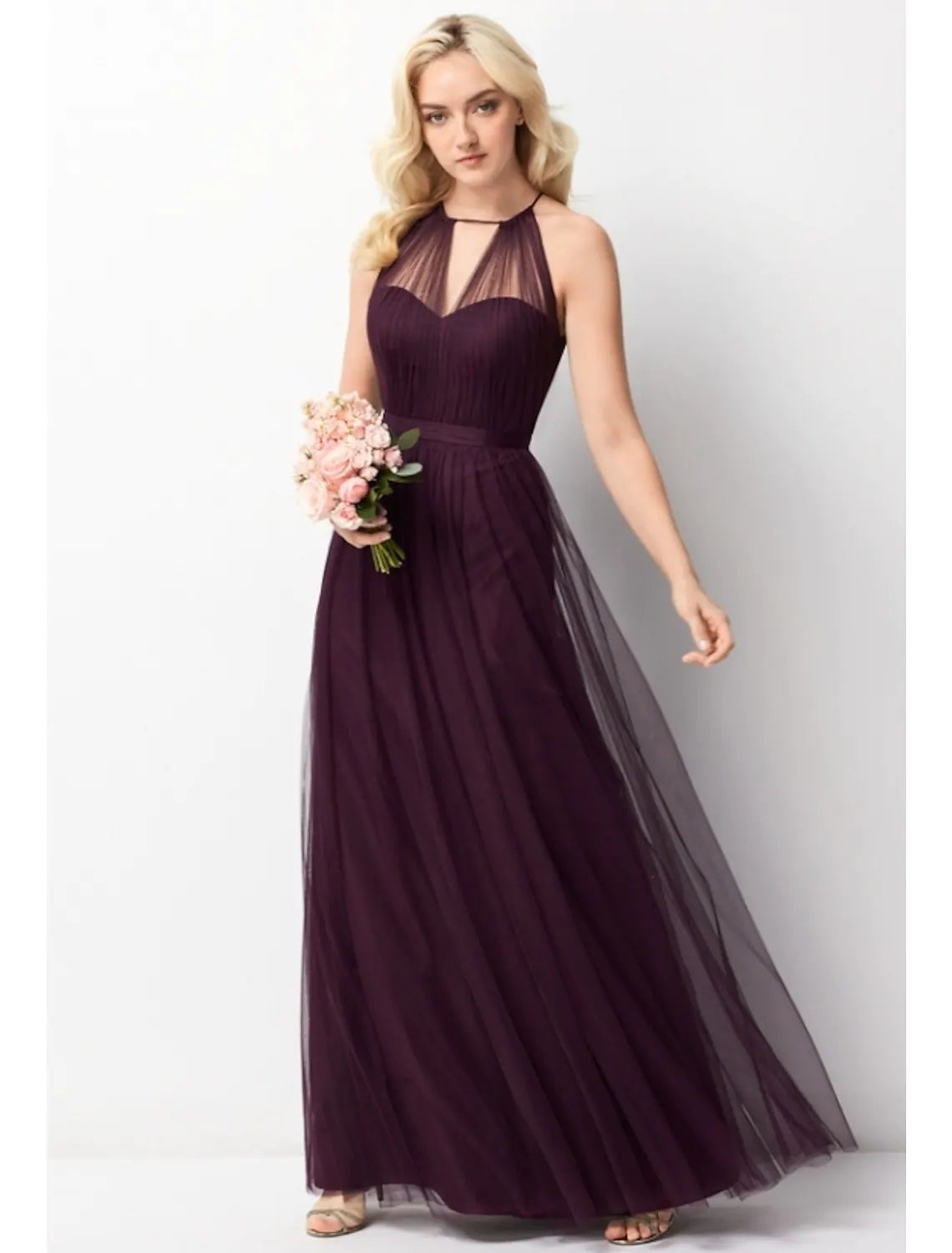 Classic Modern Offers Chic Outfits A-Line Bridesmaid Dress Sleeveless Elegant Floor Length Chiffon Tulle with