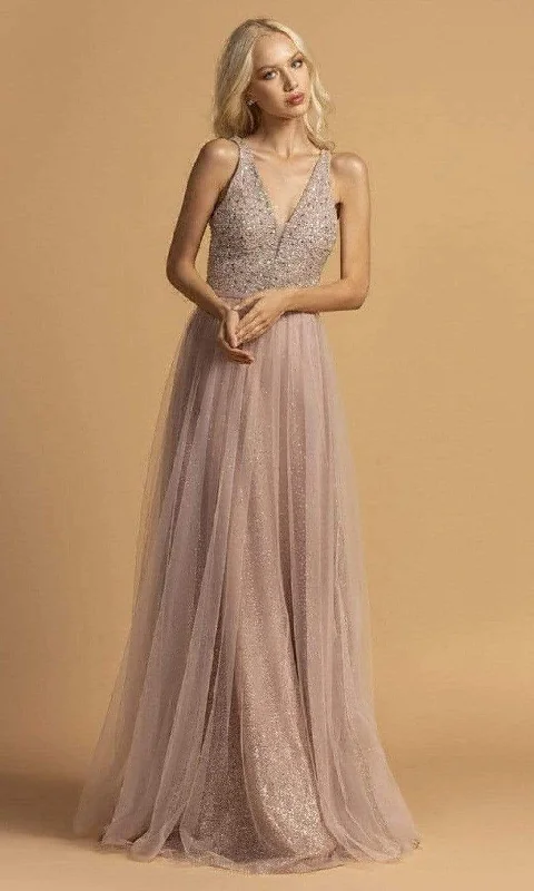 Elevated Casual Discounts Casual Chic Aspeed Design - L2165 Sleeveless Beaded Tulle A-Line Dress