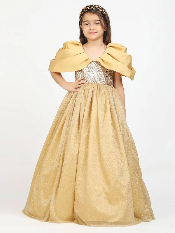 Urban Fashion Summer Essentials Golden Puff sleeve Gown