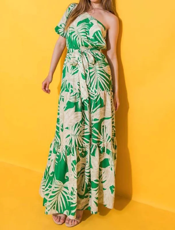 Seasonal Picks Wardrobe Refresh Printed Woven Maxi Dress In Green