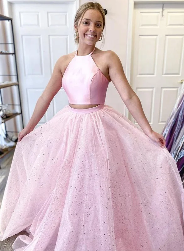 Clearance Event Limited Styles Pink tulle ball gown dress two pieces evening prom dress   cg11684