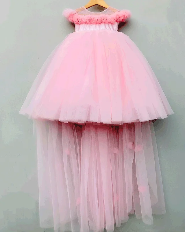 Latest Trends Final Clearance Pre-Order: Pink Gown with Detachable trail