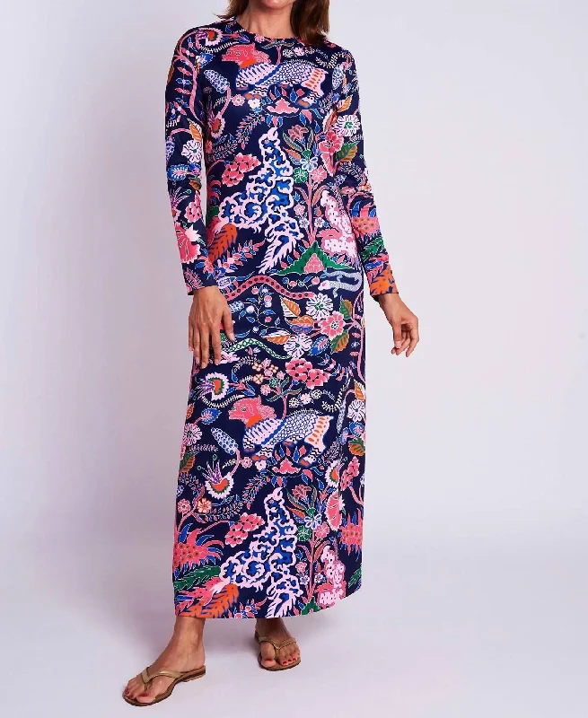 Shop The Hottest Deals Elegant Style Ashton Maxi Dress In Eden Navy Multi