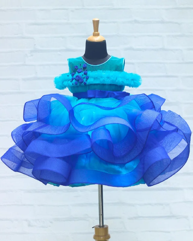 Fashion-Forward Limited - Time Bundle Pre-Order: Royal Blue And Sky Blue Ombre Shaded Twirl Gown