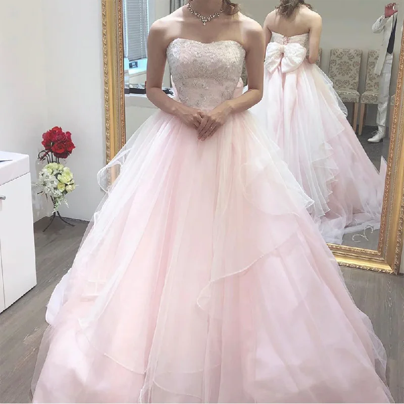 Casual Chic Fashionista Favorites PINK TULLE LACE LONG BALL GOWN FORMAL DRESS  PROM DRESS  cg11419