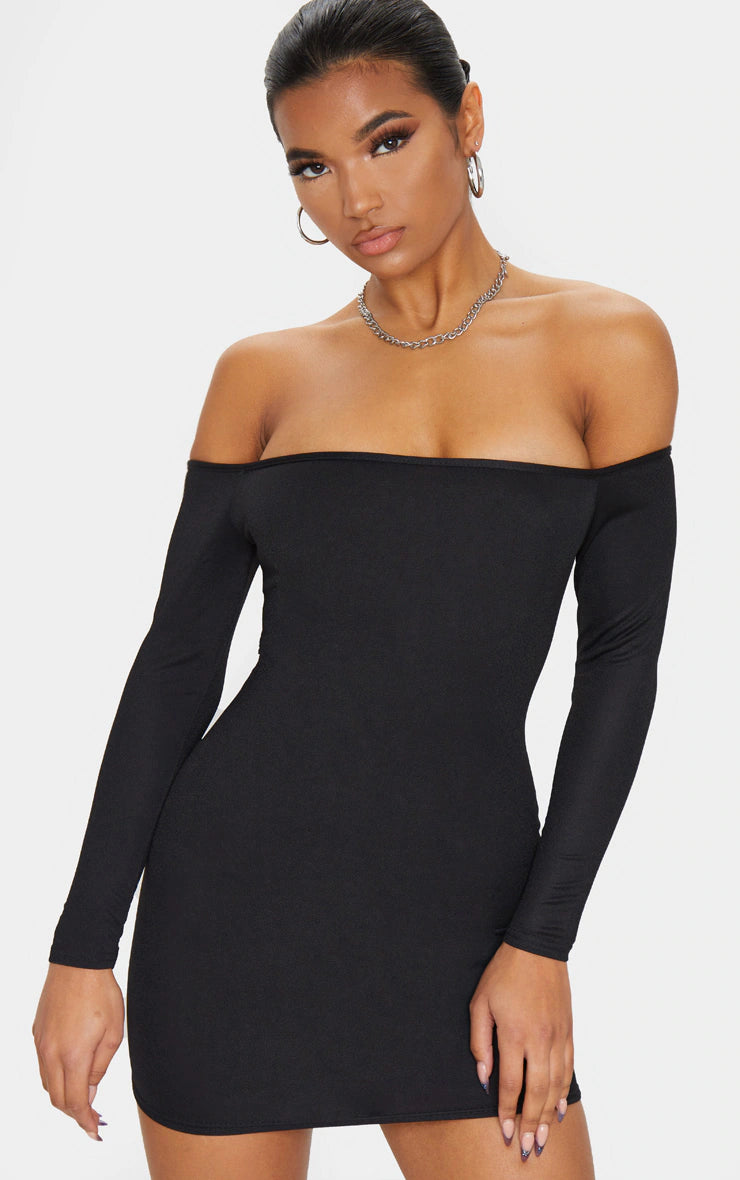 Timeless Style Promotions Father'S Day Deals Black Bardot Bodycon Dress