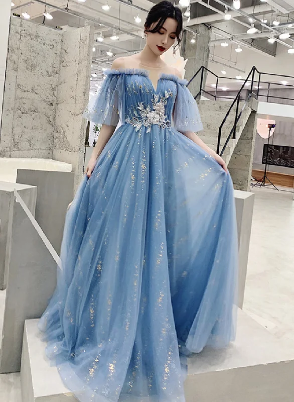 Premium Style Wardrobe Upgrade BLUE TULLE BALL GOWN DRESS PROM EVENING DRES   cg11208